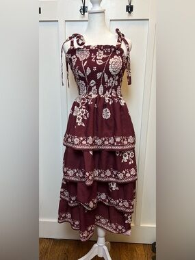 knee length dresses for ladies Where Grace Grows Blue Floral Tie Strap Maxi Dress main image 1
